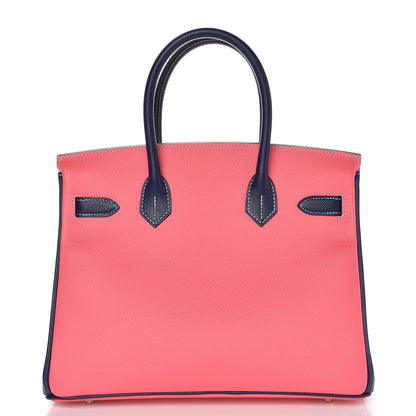 Hermes Epsom Horseshoe Birkin 30 Rose Azalee Bleu Saphir 24 of 32