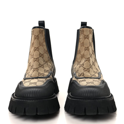 Gucci GG Supreme Monogram Ankle Booties 39 Beige Ebony Black 3 of 8
