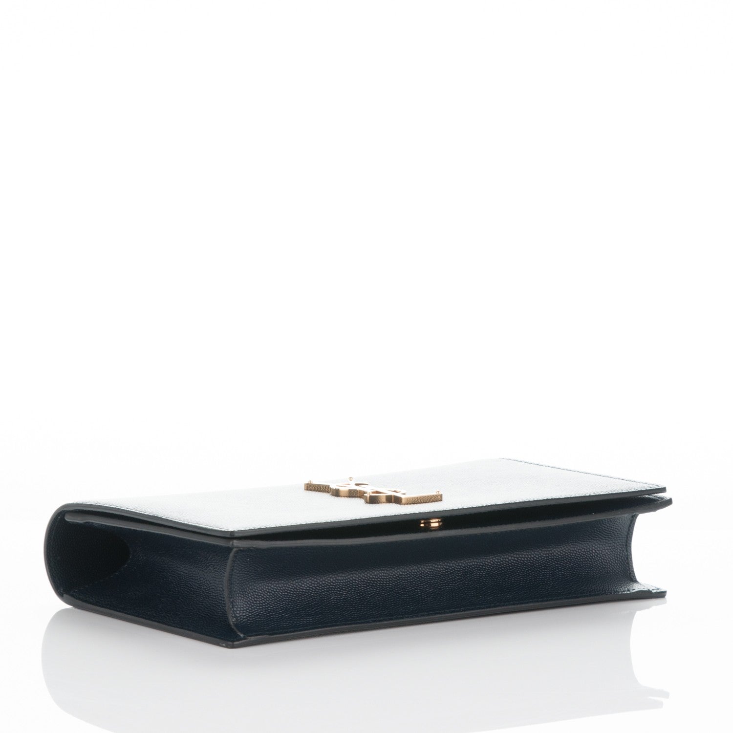 Saint Laurent Grain De Poudre Classic Monogram Clutch Navy 4 of 6