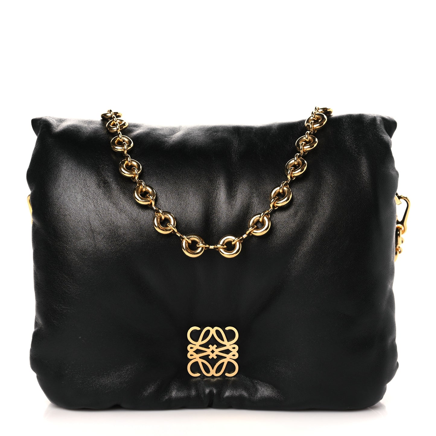 Lambskin Small Goya Puffer Bag Black