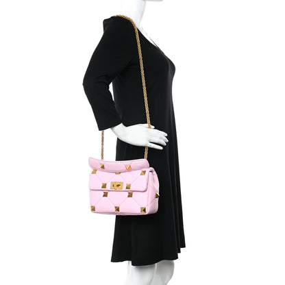 Valentino Garavani Nappa Medium Roman Stud Shoulder Bag Pink Borealis 2 of 13