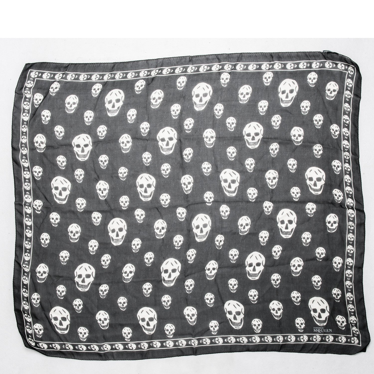 Alexander McQueen Silk Chiffon Skull Scarf Black Ivory 4 of 7
