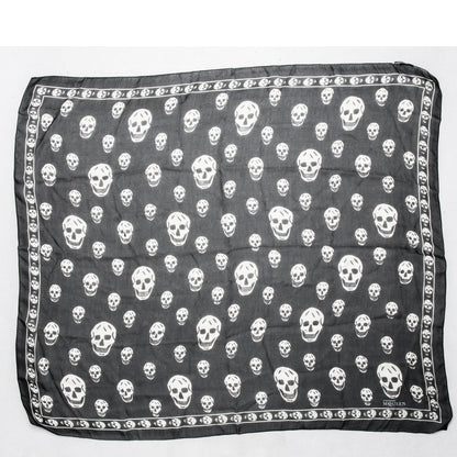 Alexander McQueen Silk Chiffon Skull Scarf Black Ivory 4 of 7