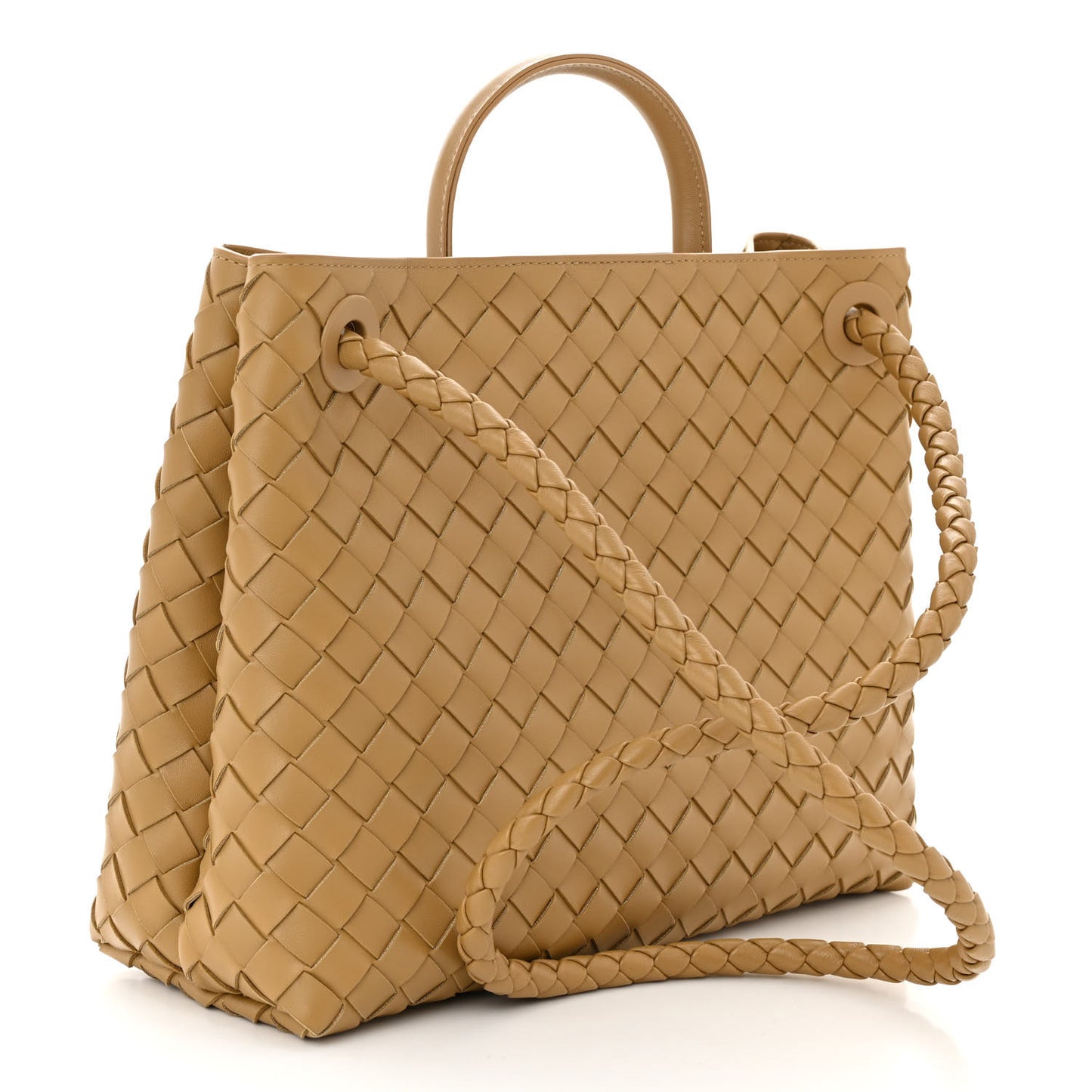Nappa Intrecciato Medium Andiamo Shoulder Bag Dark Praline