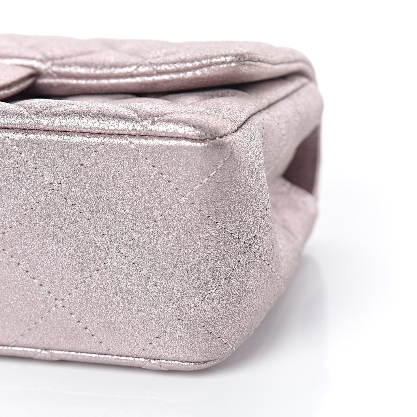 Metallic Goatskin Quilted Mini Rectangular Flap Pink