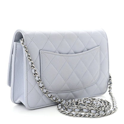 Chanel Caviar Quilted Wallet On Chain WOC Light Grey 3 of 11