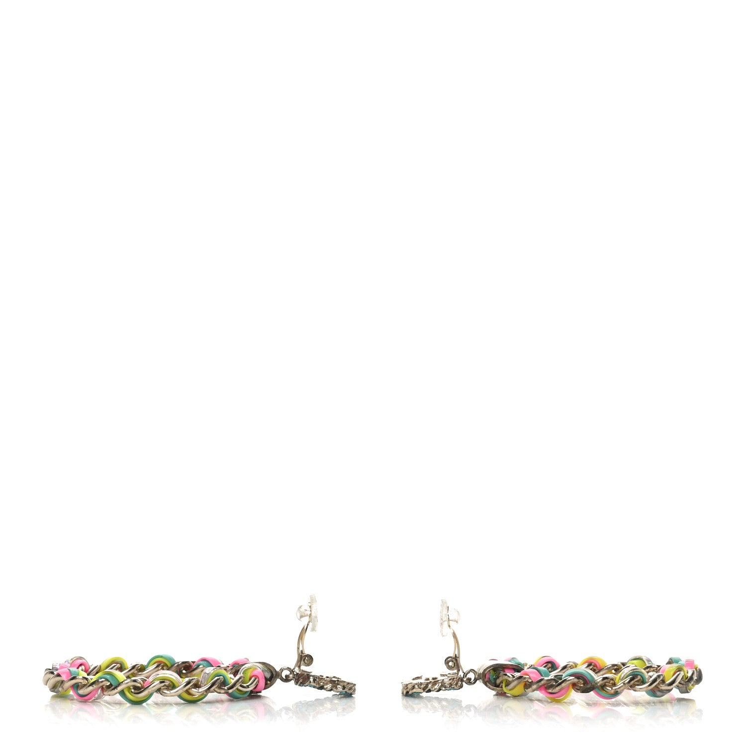 Chanel PVC Crystal CC Hoop Drop Earrings Blue Pink Yellow 3 of 4