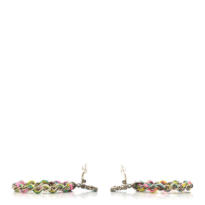 Chanel PVC Crystal CC Hoop Drop Earrings Blue Pink Yellow 3 of 4