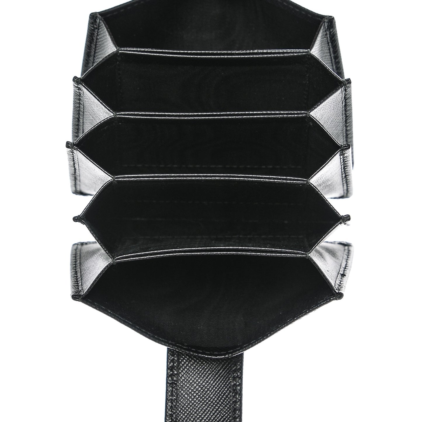 Saffiano Oro Gusseted Card Holder Black