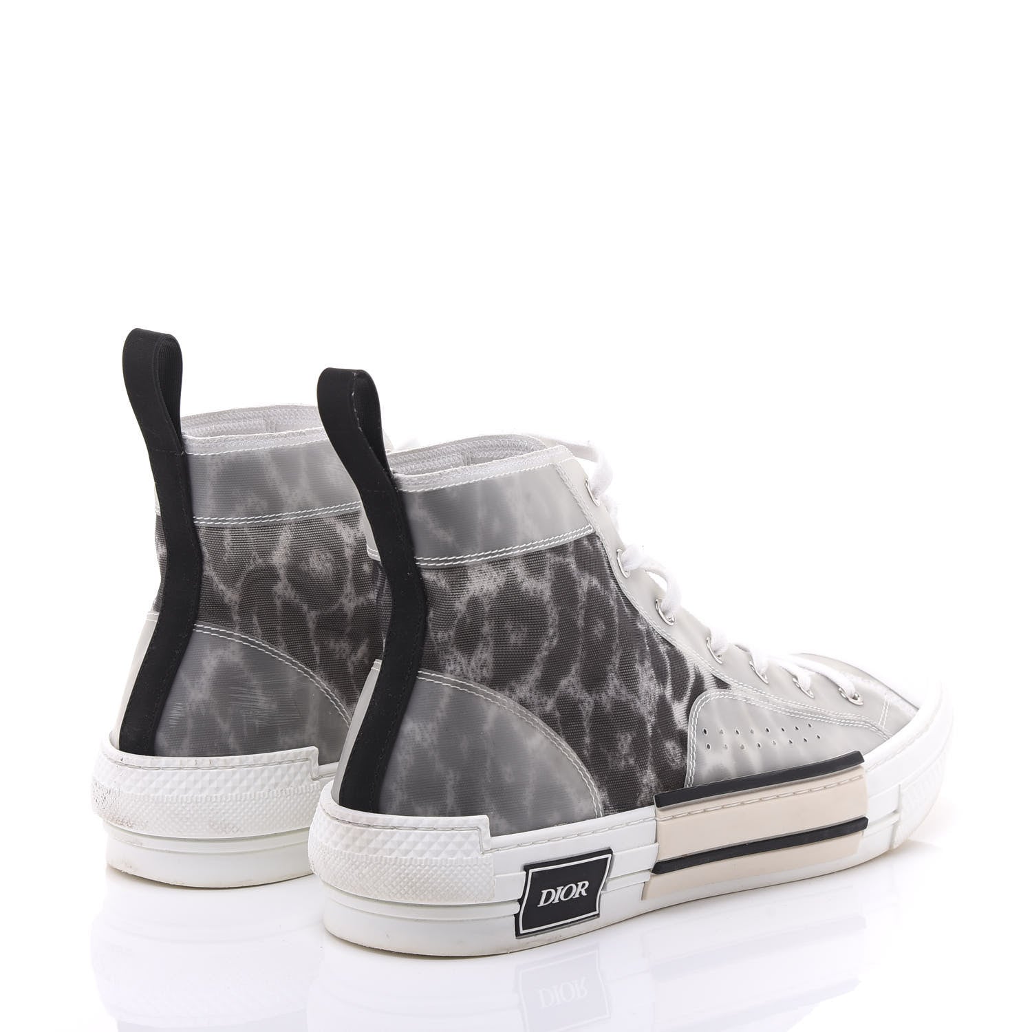 Christian Dior Canvas Leopard Print Mens B23 High Top Sneakers 43 White 4 of 9