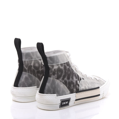 Christian Dior Canvas Leopard Print Mens B23 High Top Sneakers 43 White 4 of 9