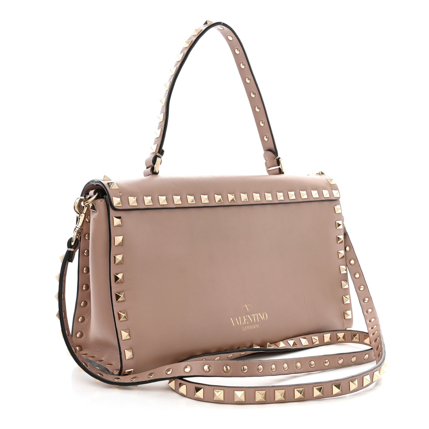 Valentino Garavani Vitello Small Rockstud Single Handle Flap Bag Poudre 3 of 11