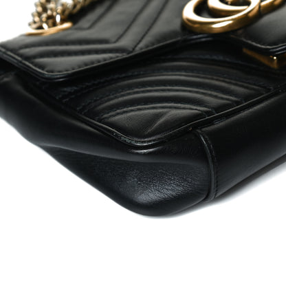 Gucci Calfskin Matelasse Mini GG Marmont Shoulder Bag Black 7 of 15