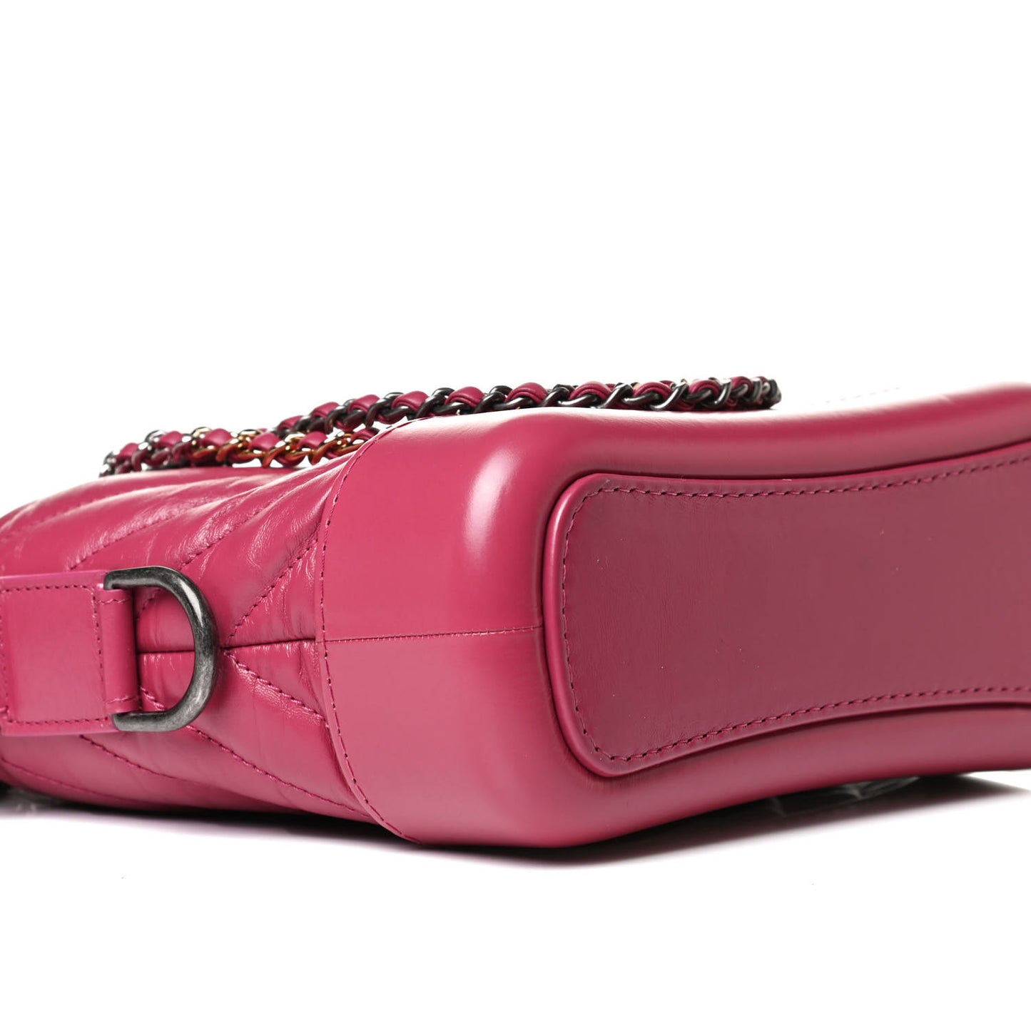 Aged Calfskin Chevron Quilted Small Gabrielle Hobo Dark Pink