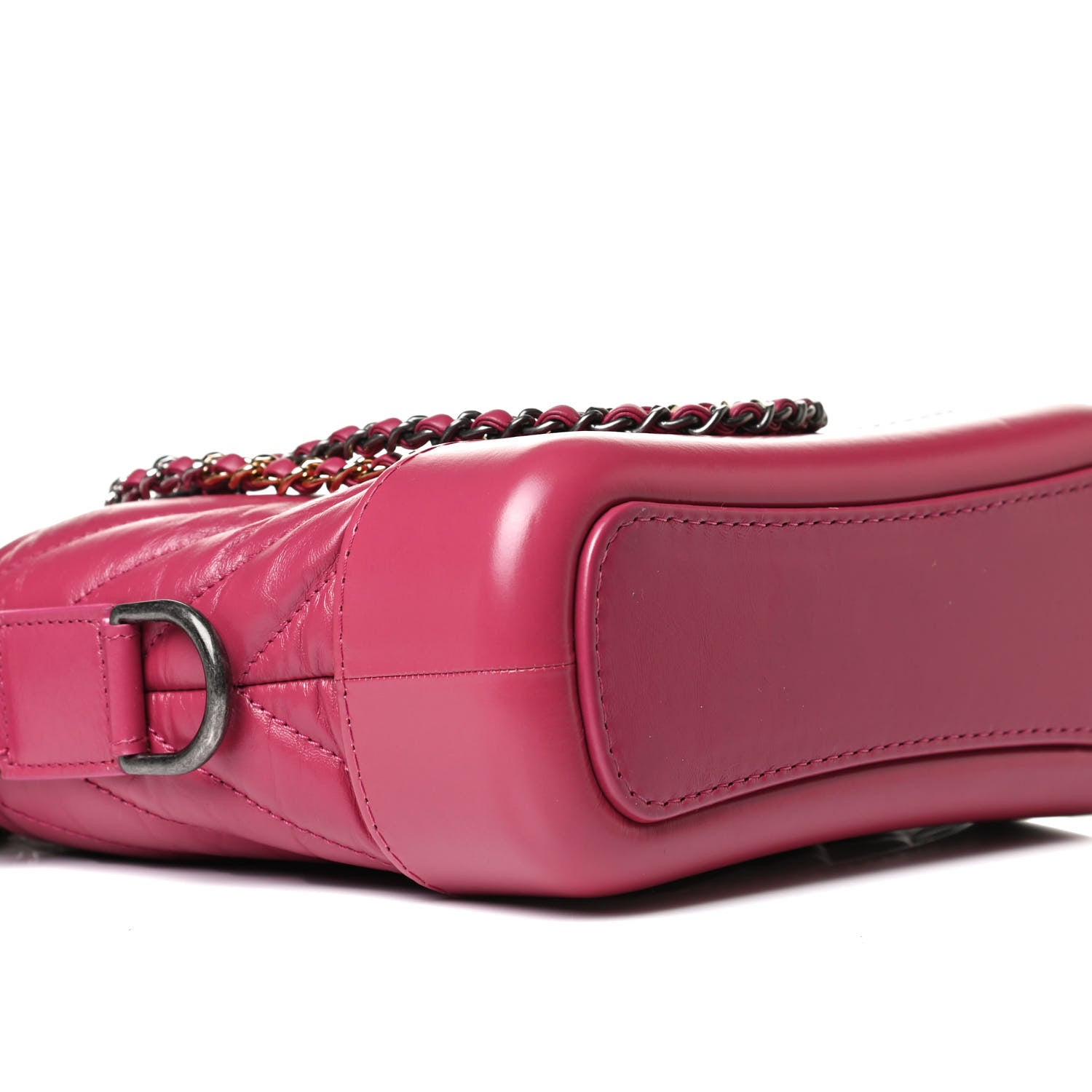 Chanel Aged Calfskin Chevron Quilted Small Gabrielle Hobo Dark Pink 8 of 13