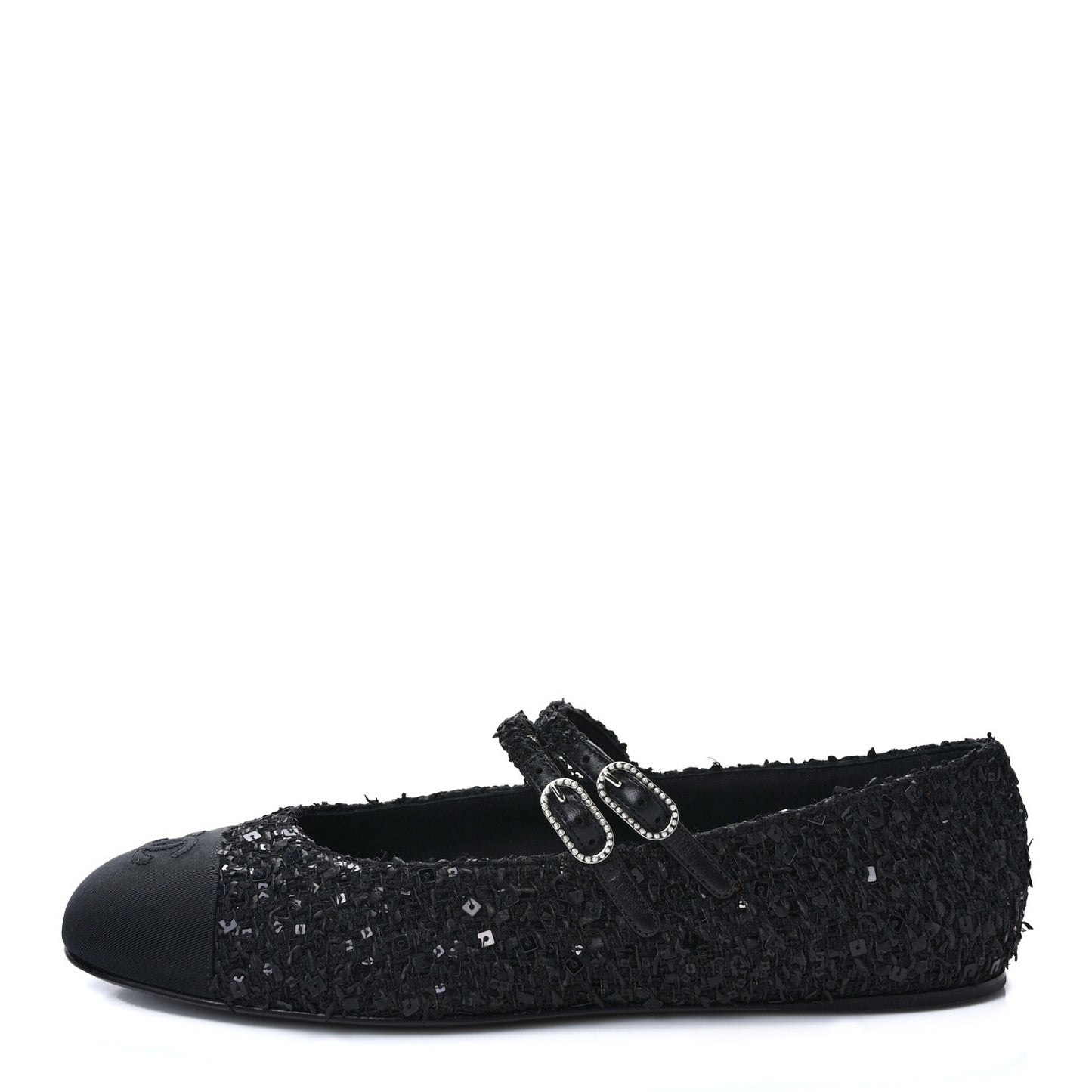 Tweed Patent Mary Jane Flats 41.5 Black