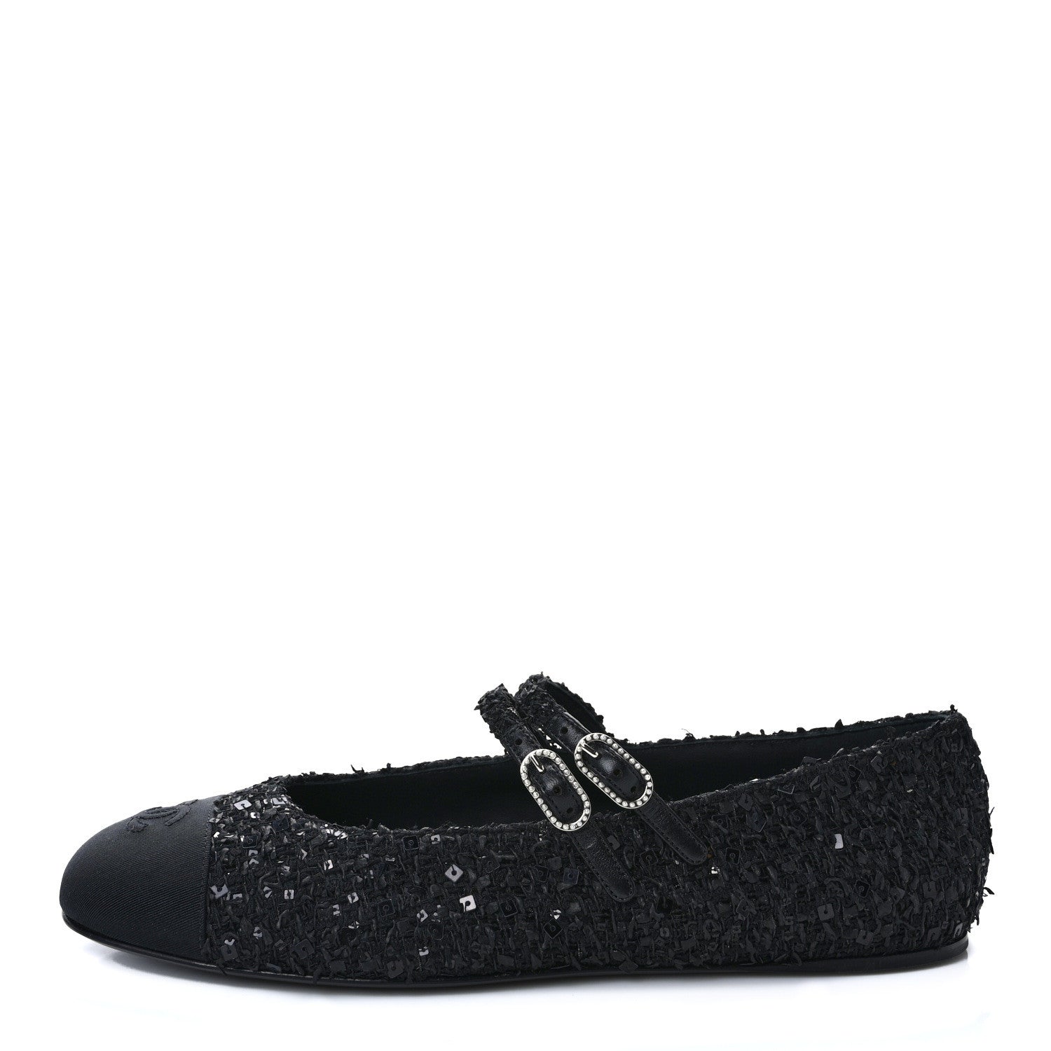Chanel Tweed Patent Mary Jane Flats 41.5 Black 1 of 9