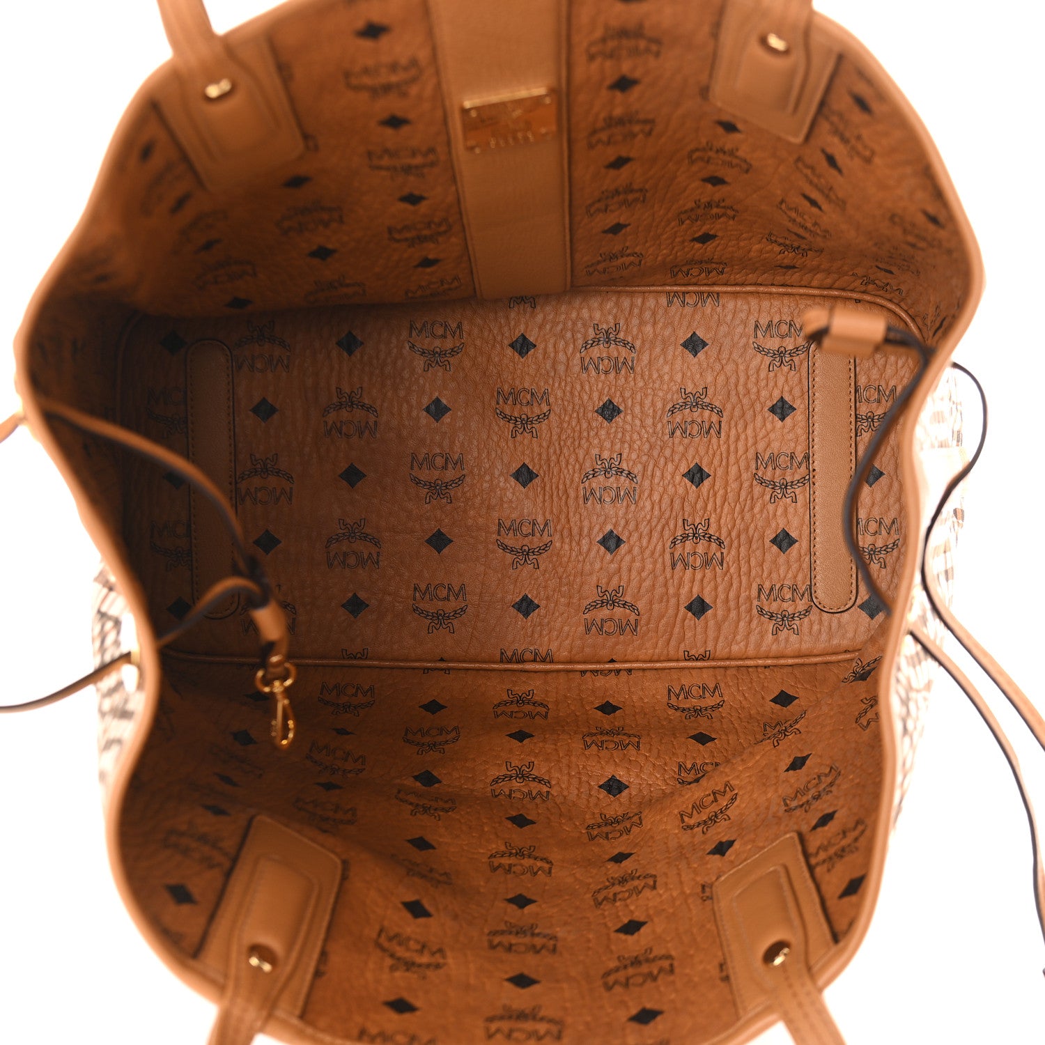 MCM Visetos Medium Liz Reversible Shopper Tote Cognac 10 of 14