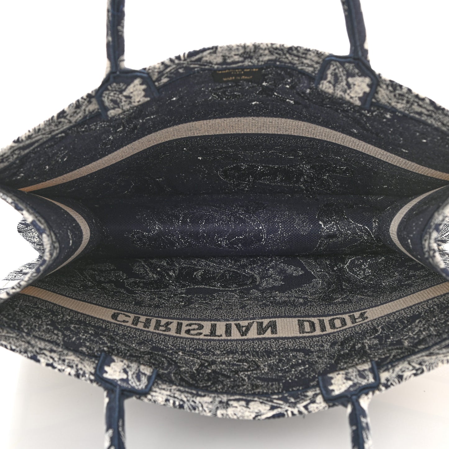 Canvas Embroidered Large Dioriviera Toile De Jouy Reverse Book Tote Blue