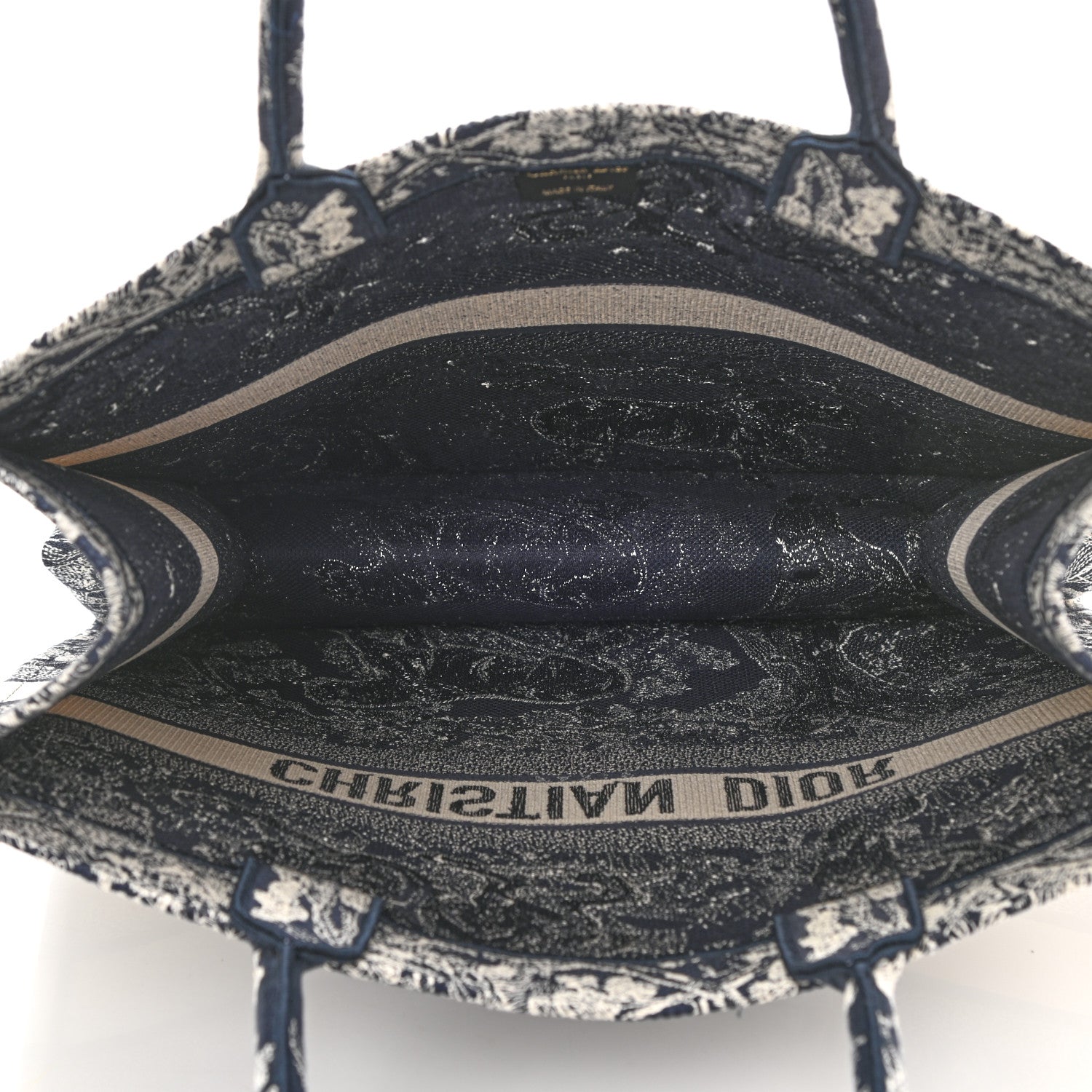 Christian Dior Canvas Embroidered Large Dioriviera Toile De Jouy Reverse Book Tote Blue 5 of 8
