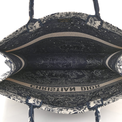 Christian Dior Canvas Embroidered Large Dioriviera Toile De Jouy Reverse Book Tote Blue 5 of 8