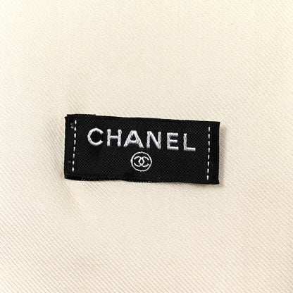 Chanel Cashmere Silk CC Fringe Scarf White Pink Blue 3 of 4
