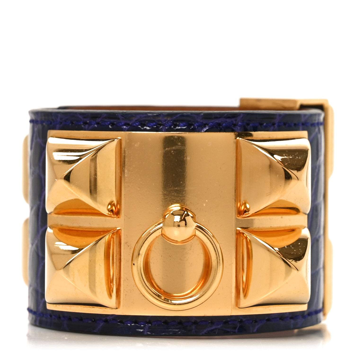 Hermes Shiny Alligator Collier De Chien CDC Bracelet T1 Bleu Encre 5 of 12