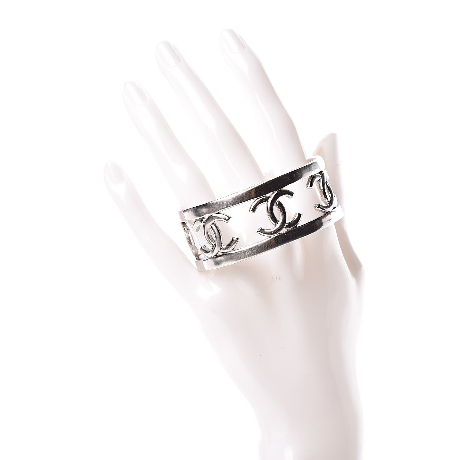 Chanel Metal CC Cuff Silver 2 of 5