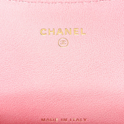 Chanel Cloudy Pearly Goatskin Quilted Flap Card Holder Wallet Pink 6 of 9
