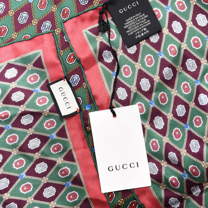 Gucci Silk Argyle Chain Print Scarf Red 3 of 3