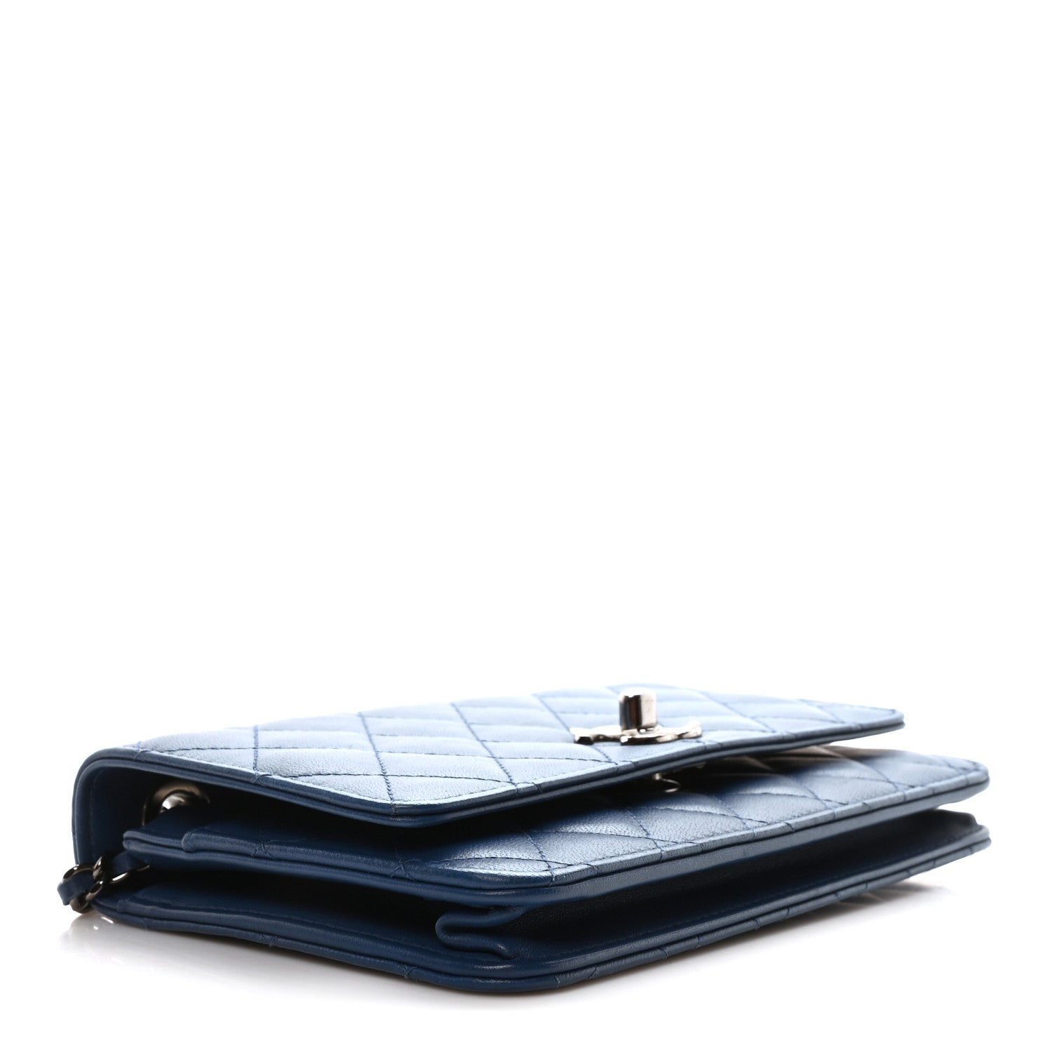Chanel Lambskin Quilted Trendy CC Wallet On Chain WOC Blue 4 of 12