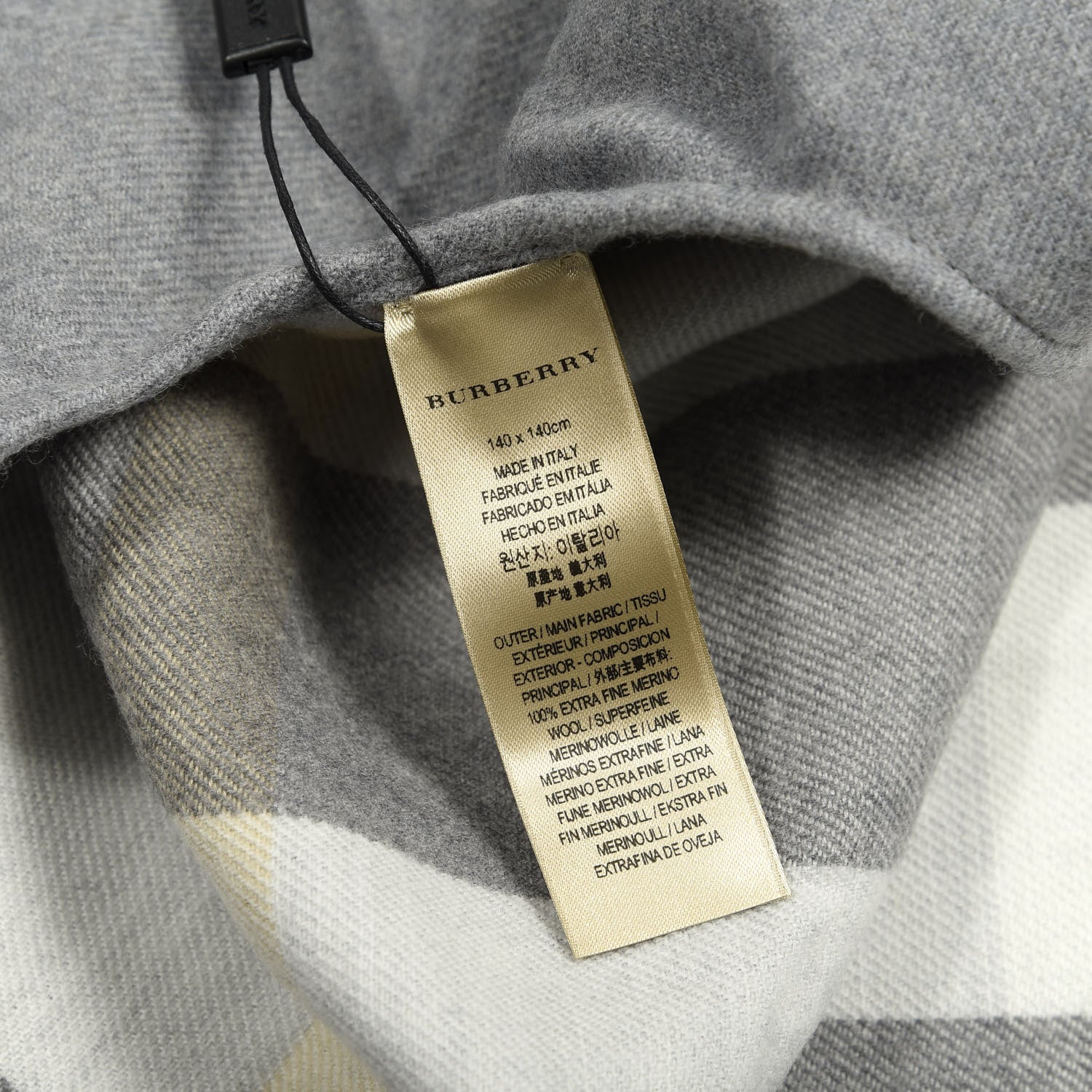 Burberry Wool Solid to Check Charlotte Cape Scarf Scarf Light Grey 3 of 3