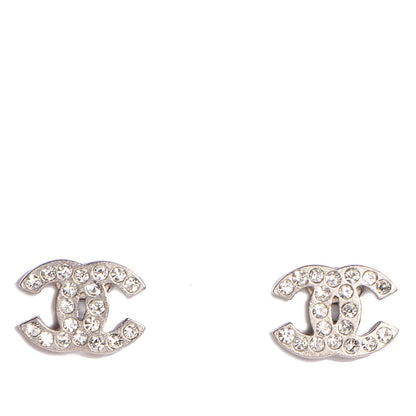 Chanel Crystal Timeless CC Earrings Silver 1 of 5