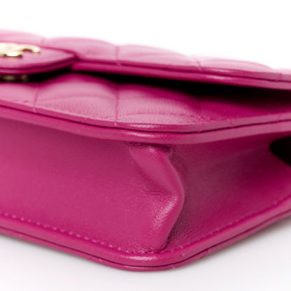 Chanel Lambskin Quilted Flap Phone Holder With Chain Fuchsia 11 of 11