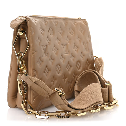 Louis Vuitton Lambskin Embossed Monogram Coussin PM Camel 2 of 8