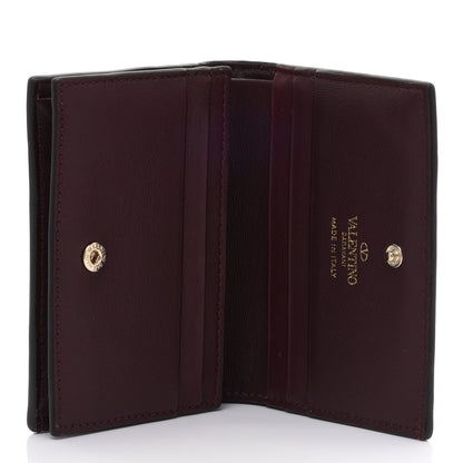 Valentino Garavani Calfskin Rockstud Bi-Fold Card Holder Rouge Pur Cerise 5 of 8