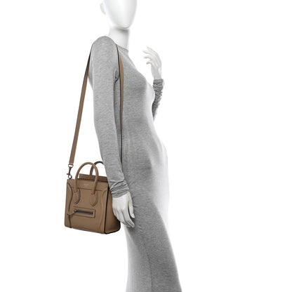 Celine Drummed Calfskin Nano Luggage Dune 2 of 15