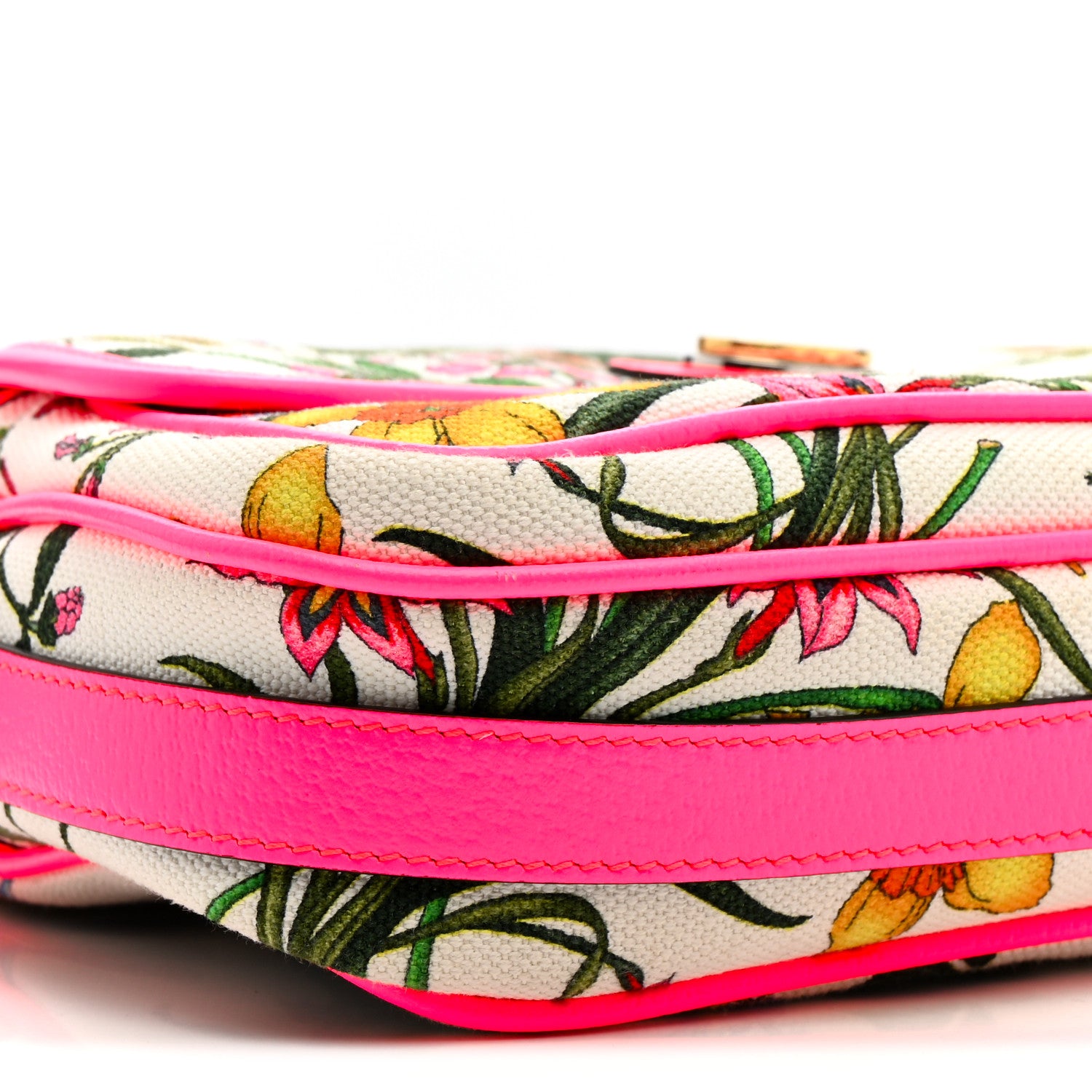 Gucci Canvas Flora Floral Shoulder Bag White Fuchsia Fluo 32 of 46