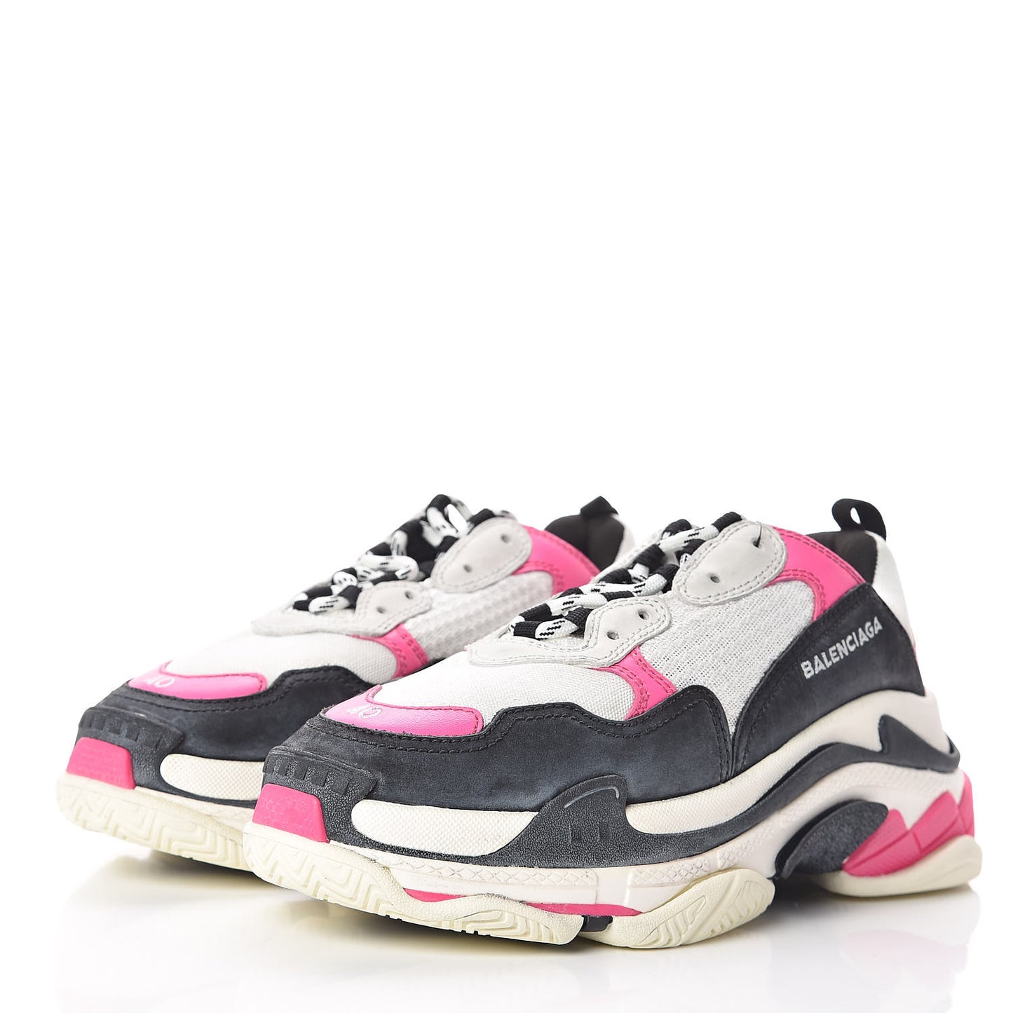 Fabric Mesh Womens Triple S Sneakers 40 Rose Fluo Black White
