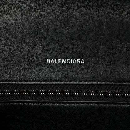 Balenciaga Shiny Calfskin Monochrome Crocodile Embossed Small Hourglass Top Handle Bag Black 6 of 13