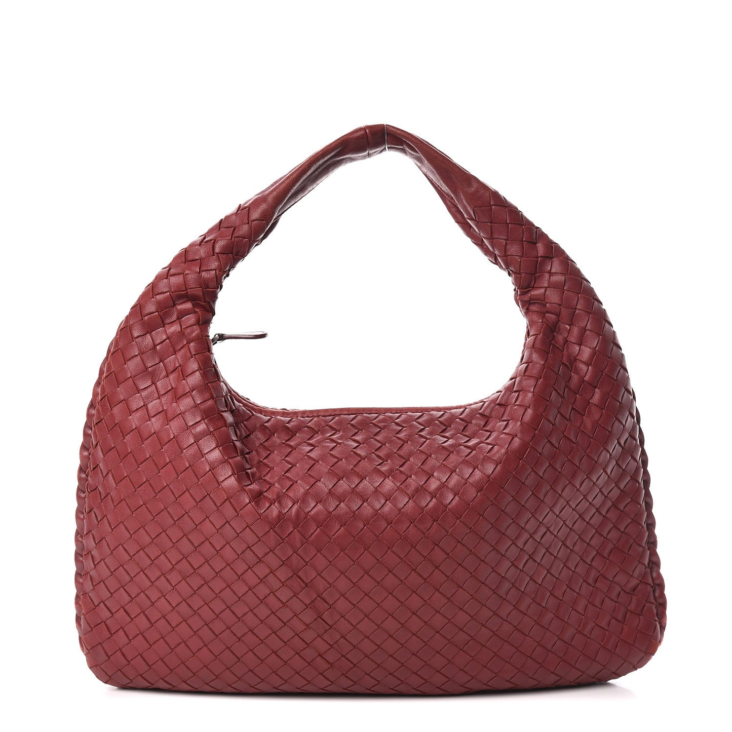 Nappa Intrecciato Medium Veneta Hobo Vermillion
