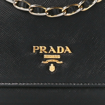 Prada Saffiano Metal Oro Chain Wallet Black 8 of 12