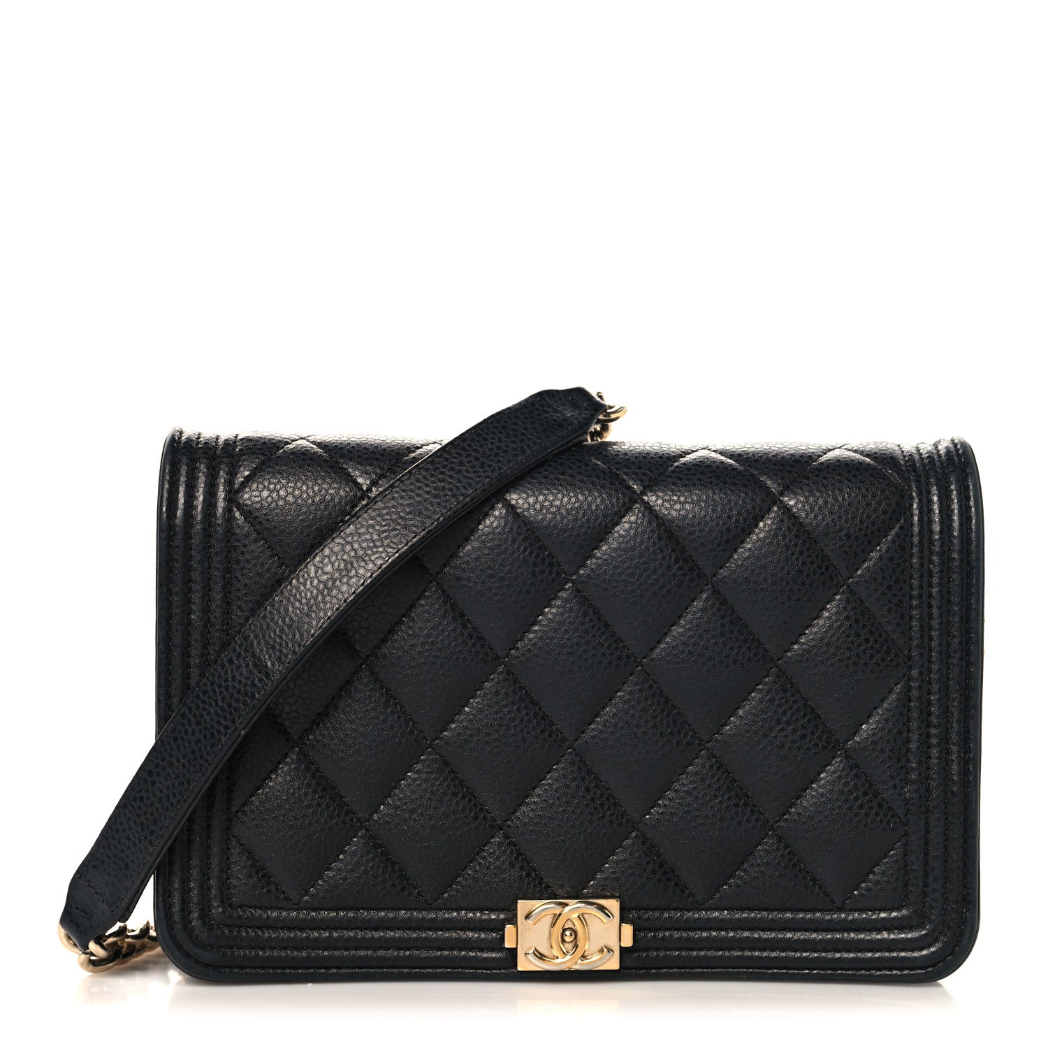 Chanel Caviar Quilted Boy Wallet On Chain WOC Black 1 of 13