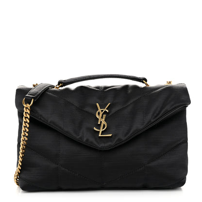 Saint Laurent Satin Quilted Toy Loulou Puffer Monogram Chain Satchel Black 1 of 10