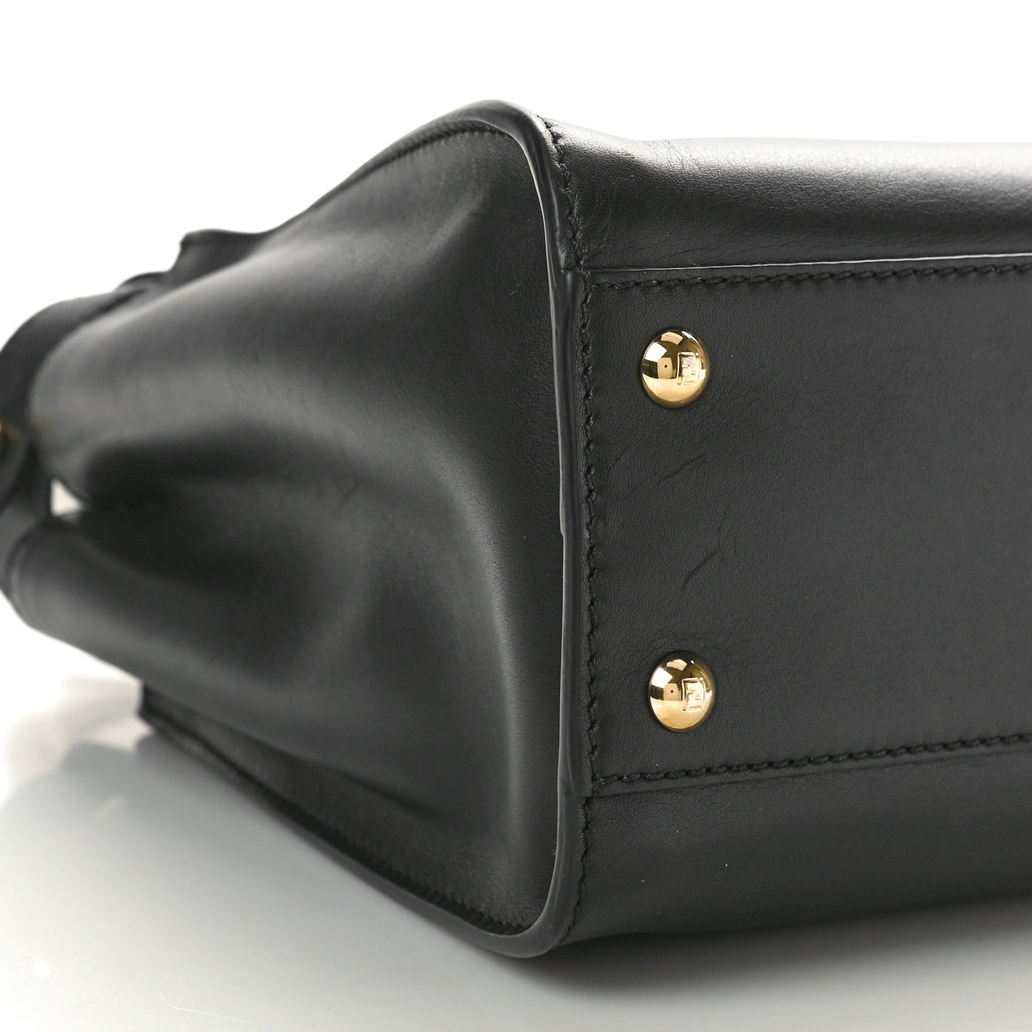 Vitello Century Velvet F is Fendi FF Medium Peekaboo Iconic Satchel Black White