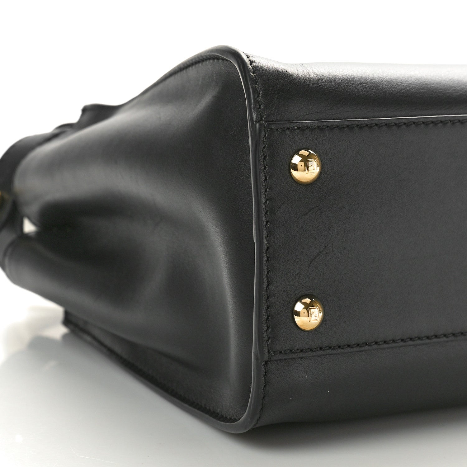 Fendi Vitello Century Velvet F is Fendi FF Medium Peekaboo Iconic Satchel Black White 9 of 12