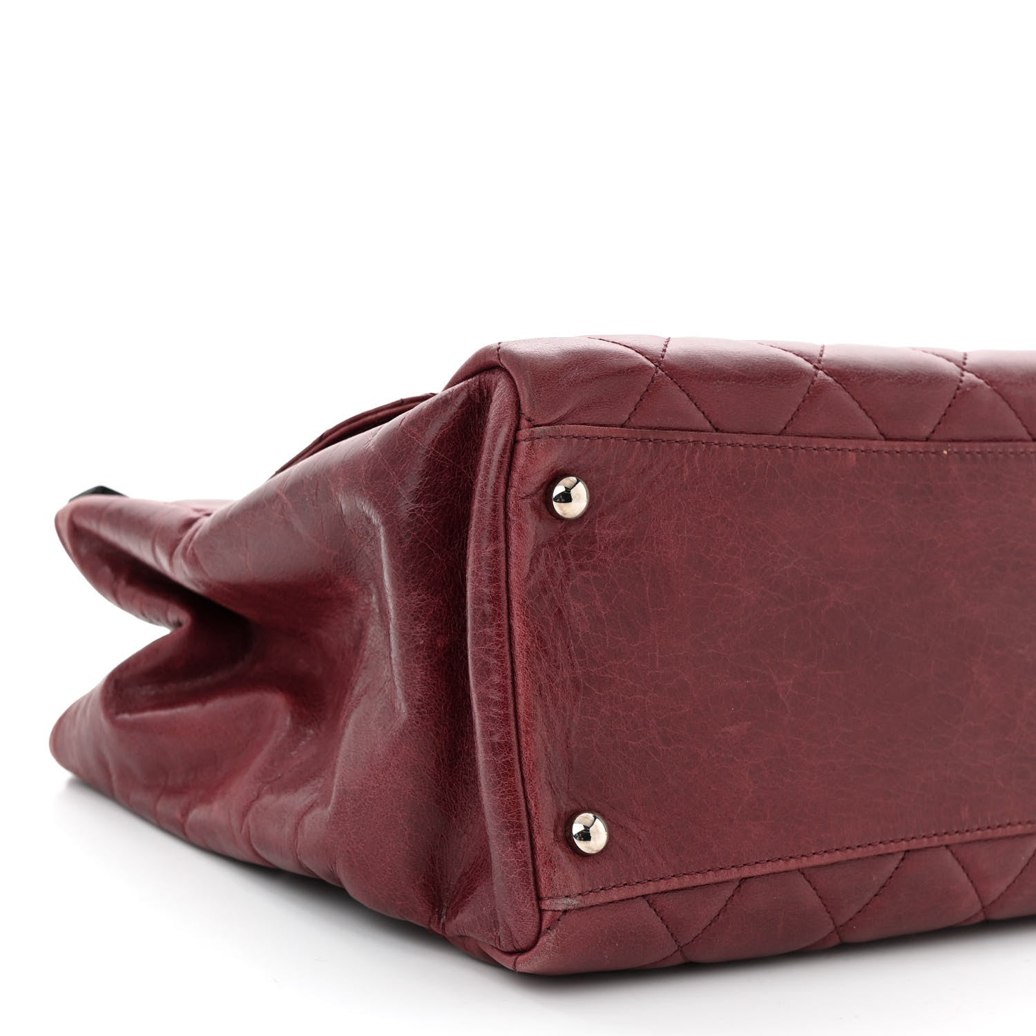 Chanel Glazed Calfskin Quilted Small CC Delivery Tote Burgundy 9 of 11