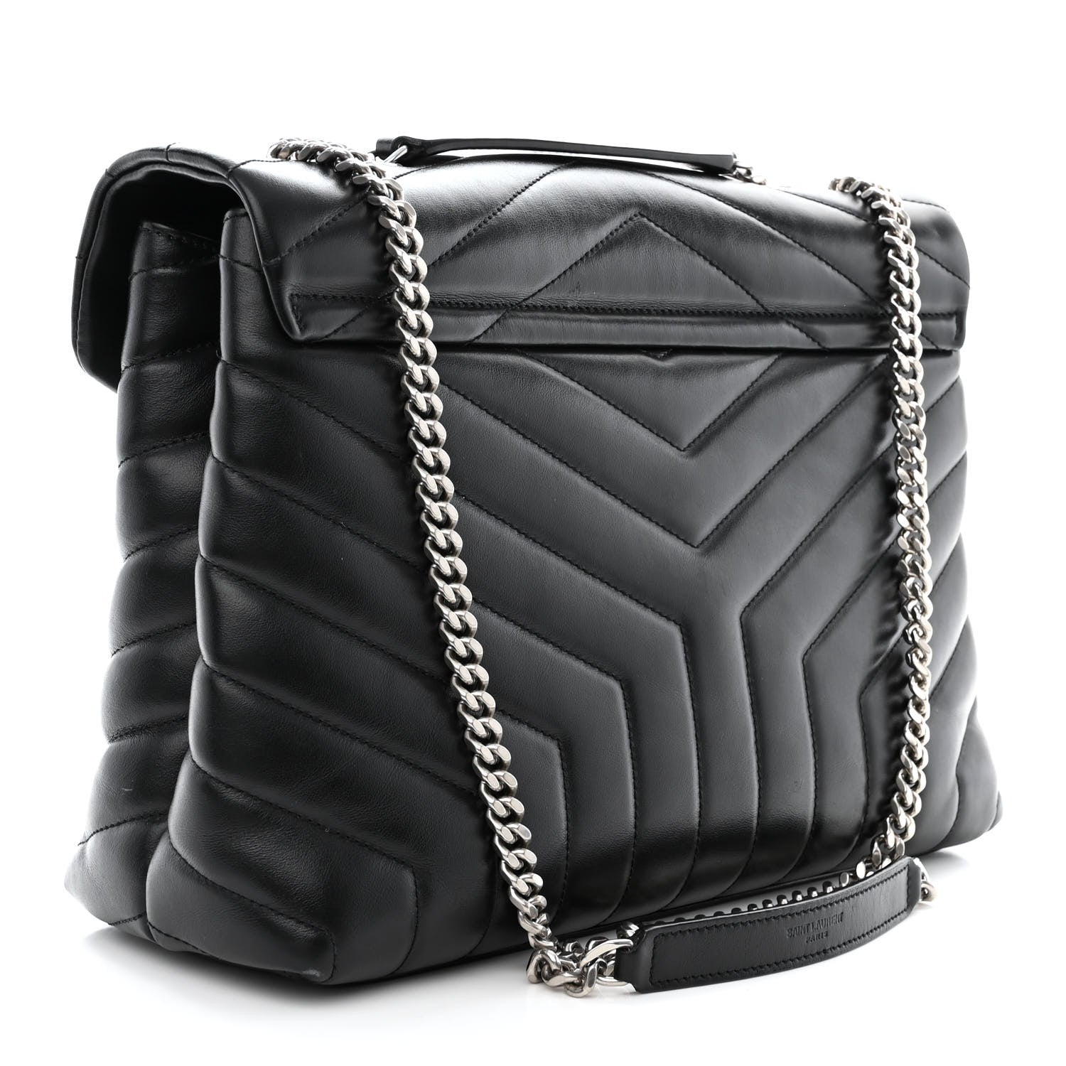 Saint Laurent Calfskin Y Quilted Monogram Medium Loulou Chain Satchel Black 3 of 12