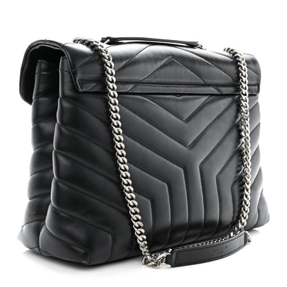 Saint Laurent Calfskin Y Quilted Monogram Medium Loulou Chain Satchel Black 3 of 12