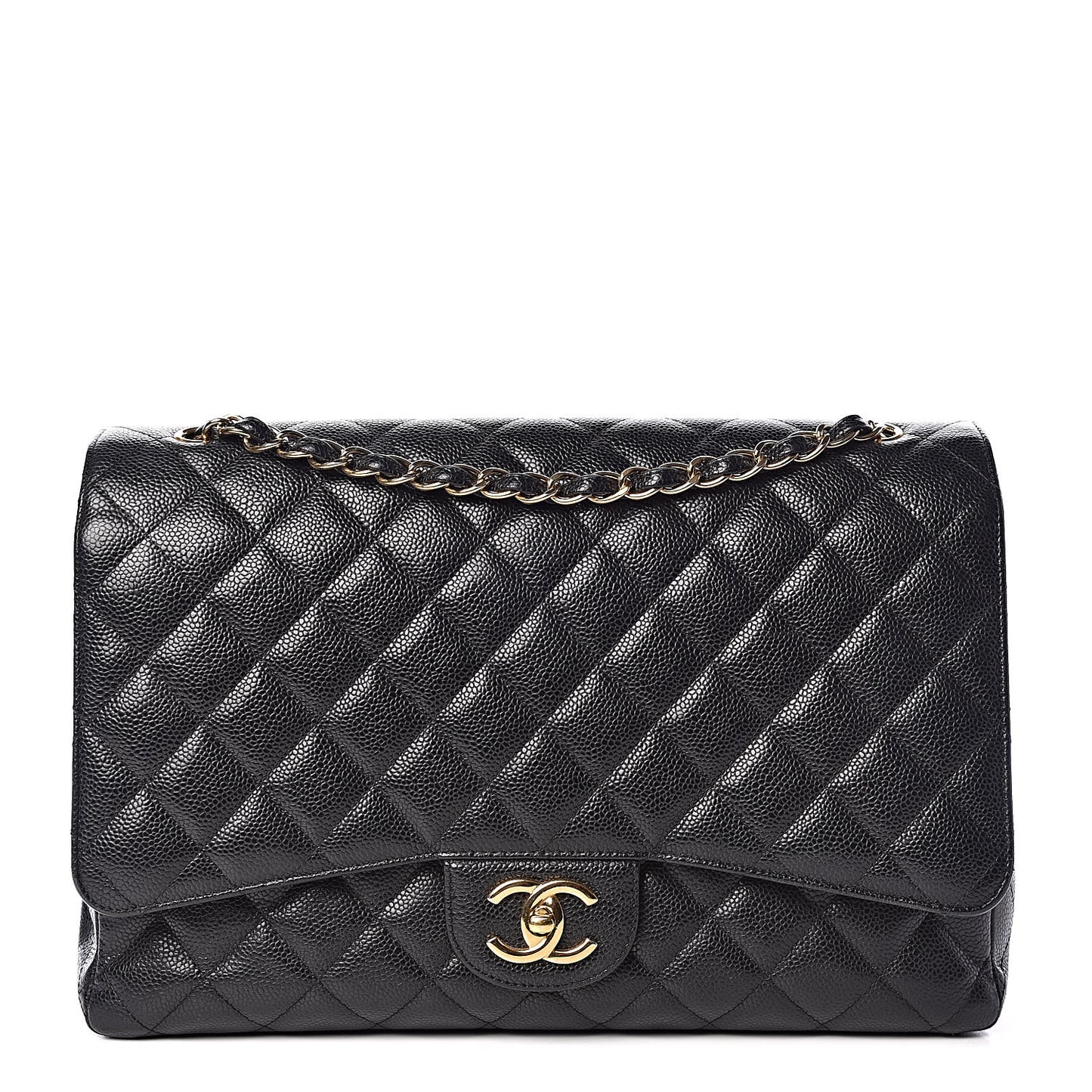 Caviar Quilted Maxi Double Flap Black